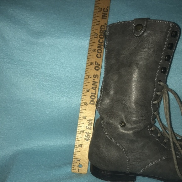 ROUGE fold over or lace up boots dark gray motorcycle army thrasher GUC size 7.5 - Picture 7 of 9